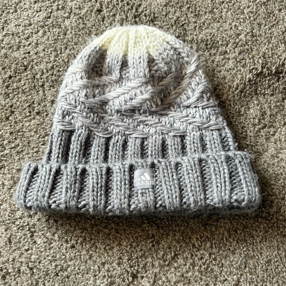 Adidas Two-Tone Gray and Cream Beanie